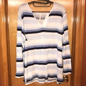 Striped ombré blue long sleeve shirt